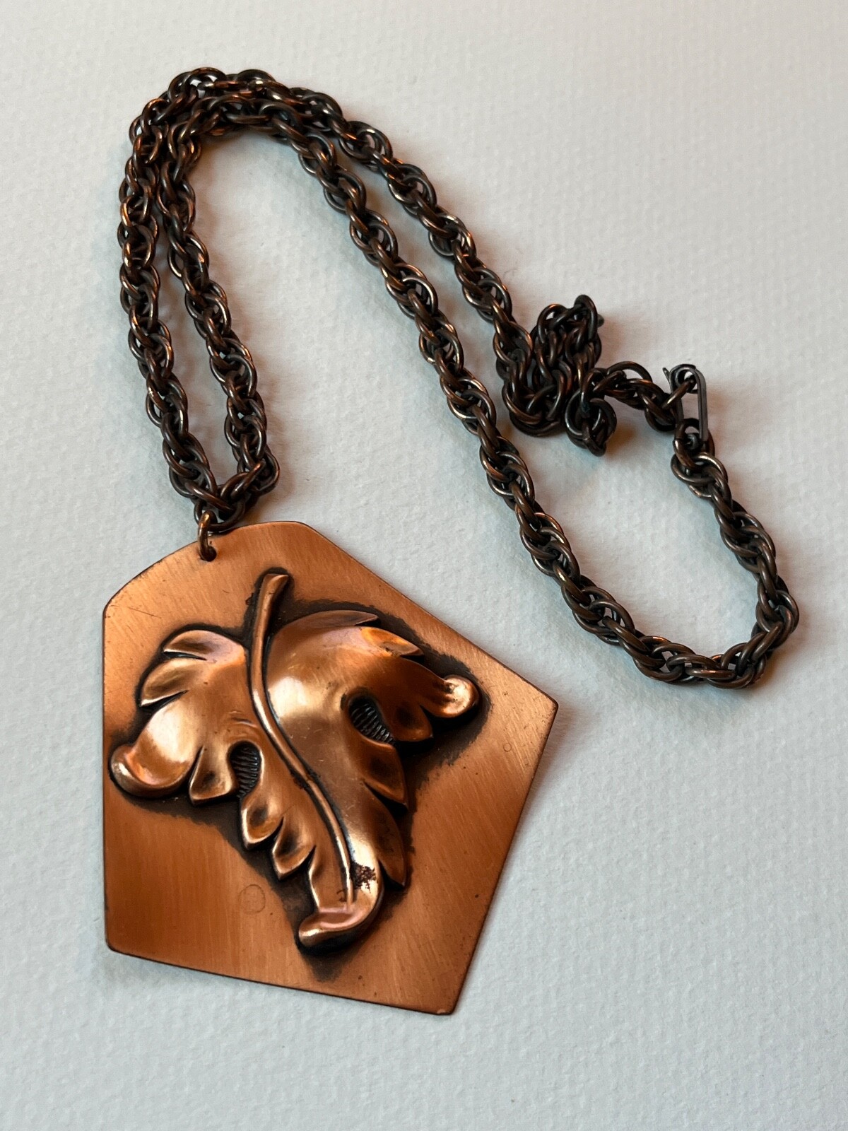 Vintage Thick Solid Copper Chain w Large Slightly… - image 1