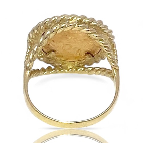 14k Yellow Gold 1945 Dos Pesos Mexican Coin Ring Size 7 (KS1017954) - Picture 3 of 8