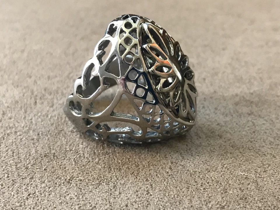 Anillo de filigrana de acero por diseño talla 10 Foto 4 de 4