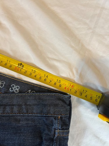 32x34 Earnest Sewn Jeans Fulton Mens Denim Straight Dark Blue Wash Made in USA - Picture 19 of 24