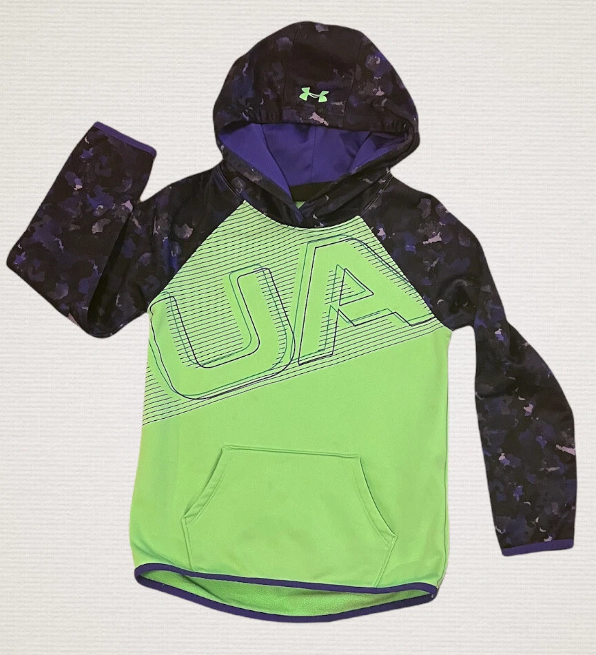 Under Armour girls youth small hoodie Cold Gear Lime Green & purple Size  Small