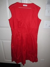 CALVIN KLEIN RED SLEEVELESS DRESS - SIZE 12 - COTTON FABRIC