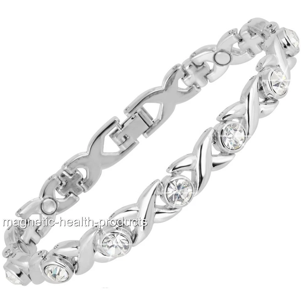 LADIES MAGNETIC HEALTH BRACELET CARPAL TUNNEL CRYSTAL BANGLE ARTHRITIS PAIN 39
