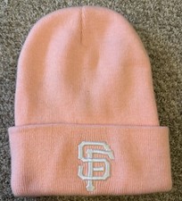 MLB San Francisco Giants Knit Cuffed Beanie Hat EUC Pink