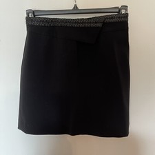 CACHE Skirt Black Leather Trim Sz:0 Jacket sold separate New Orig 98.00
