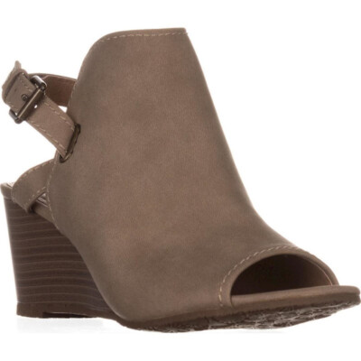 Esprit Angie-E offene Zehenpartie Freizeit Slingback Peeptoe Keilabsatz Bootie Sandalen taupe 5