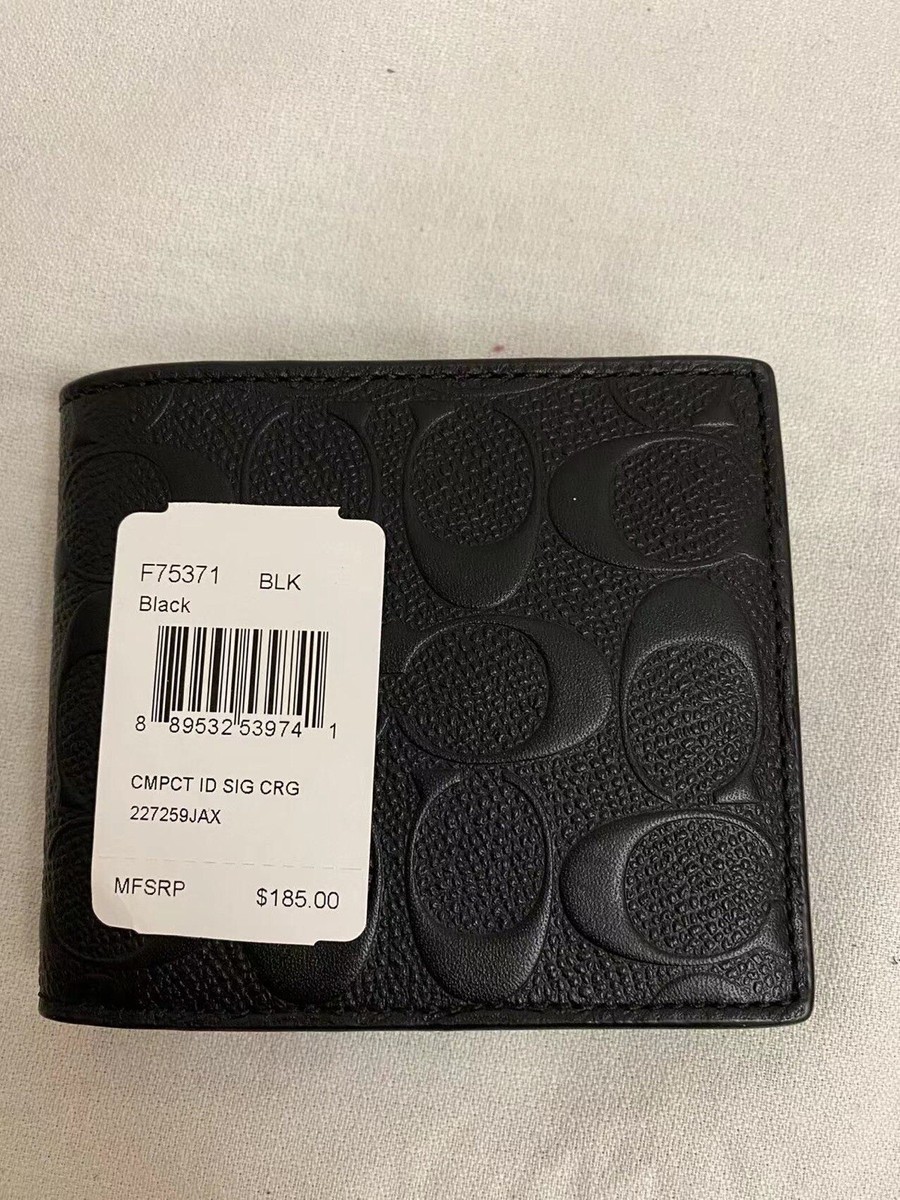 NWT Coach F75371 Men Compact ID 3 in 1 Wallet Bifold Embossed