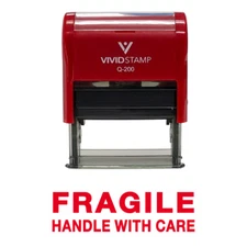 Fragile Handle With Care Self Inking Rubber Stamp