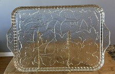 Glass Tray Handled Embossed Leaves Tiara Exclusives Celebration Vintage