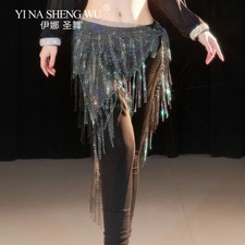 Belly Dance Hip Scarf Accessories Performance Belt Tassel Wrap Triangle Skirt