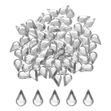 100PCS Flat Back Acrylic Teardrop Gems 6x10mm Artificial Rhinestones DIY White