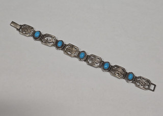 Sterling Silver Native Turquoise Bracelet Jewelry HAL8N