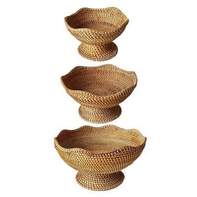 Obstkorb mit Fuß Brotkorb Deko Küche Kaffee Tee Halter geflochten