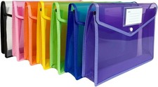 7 Pack Plastic Expanding File Folders Fit Letter/A4 Size  Transparent Envelo...
