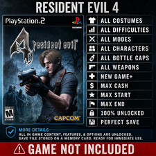 Resident Evil 4 100 Complete Unlocked All Items PS2 Memory Card PlayStation