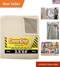 Quick Drop 8 oz Canvas Safety Drop Cloth - 3.5' x 4' with Slip-Resistant Dots