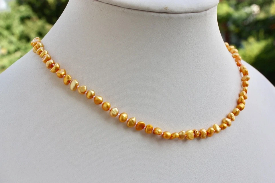 45 cm Süßwasser Perlen Schmuck Perlenkette Halskette Ketten Collier Barock kj01 - Bild 1 von 1