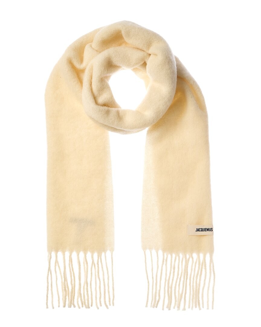 Женский шарф из смеси мохера и шерсти Jacquemus Lecharpe Carro белого цвета 28190₽