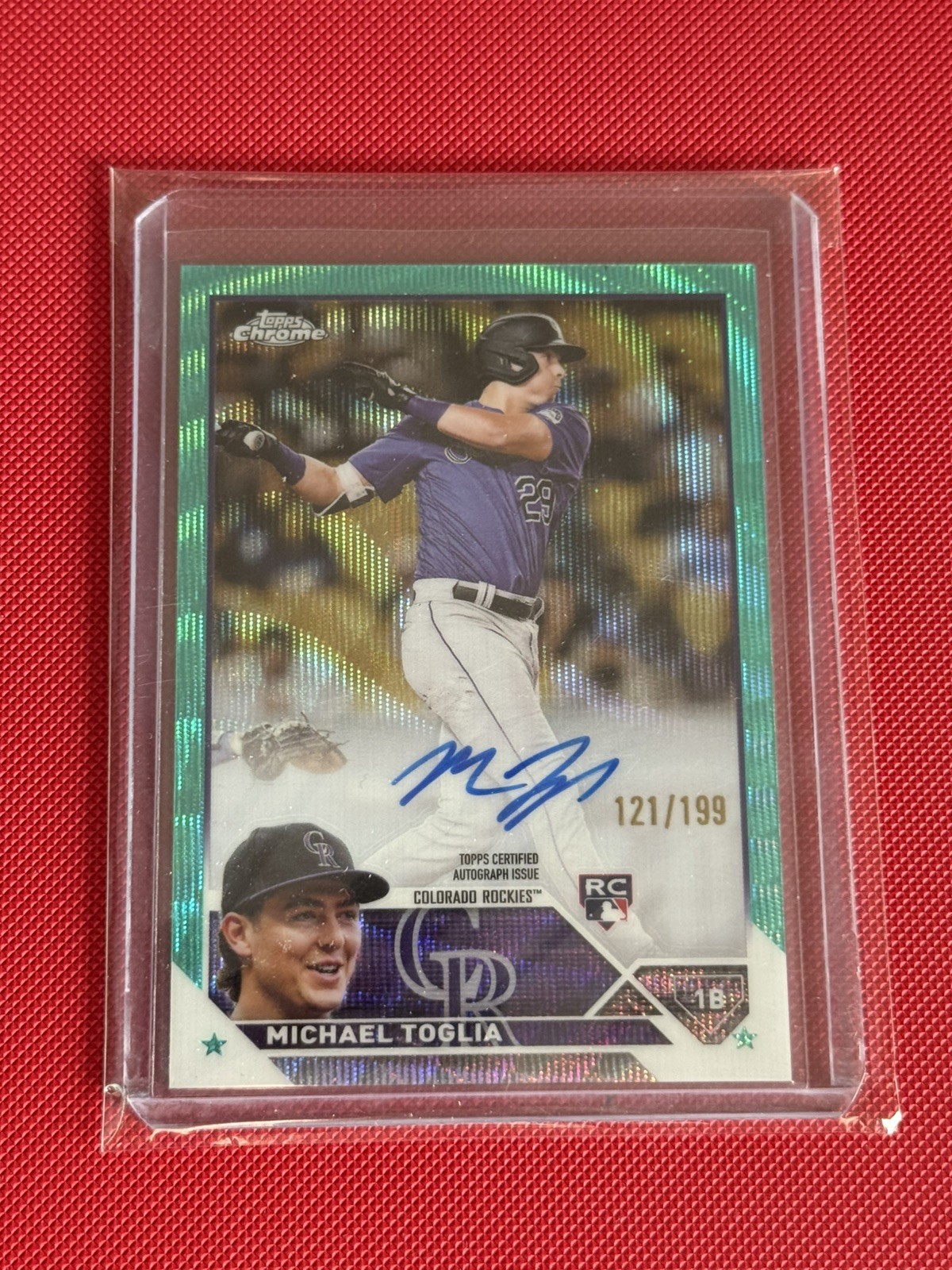 Topps 2023 Chrome Michael Toglia Rookie Auto Aqua Wave #RA-MT Rockies /199