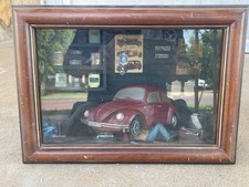 Vintage Volkswagen Beetle Workshop Garage Diorama Shadow Box