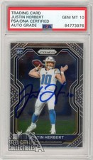 Justin Herbert 2020 Panini Prizm Autograph Rookie Card #325 PSA/DNA 10. rookie card picture