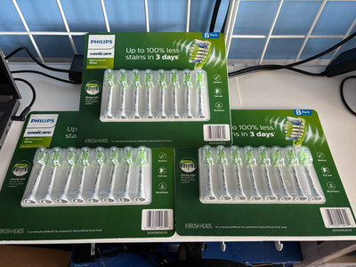 Lot of 3 Philips Sonicare W3 Premium White Replacement Tooth Brush Heads  8 Pack