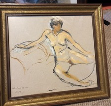 Original Mid Century Modernist Framed Figurative Painting. Franklin White.