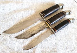 Boulder L66 & 2 Western Contract Knives Leather Handles