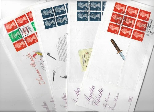 1991 AGATHA CHRISTIE PRESTIGE BOOK ON 4 SUPERB STUART FDCs