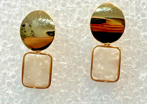 Authentic Gold Plated And Mother Of Pearls Earrings . About 2” Long
