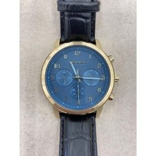 Police Quartz Watch Men Leather Blue Black JF00304 Analog Brace Set Used