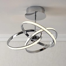 Endor Acrylic Aluminium Chrome Effect 3 Lamp Modern LED Ceiling Light Fixture