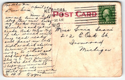 Postal Weiskopf School Kenosha Wisconsin WI PM 1916 DB - Imagen 2 de 2