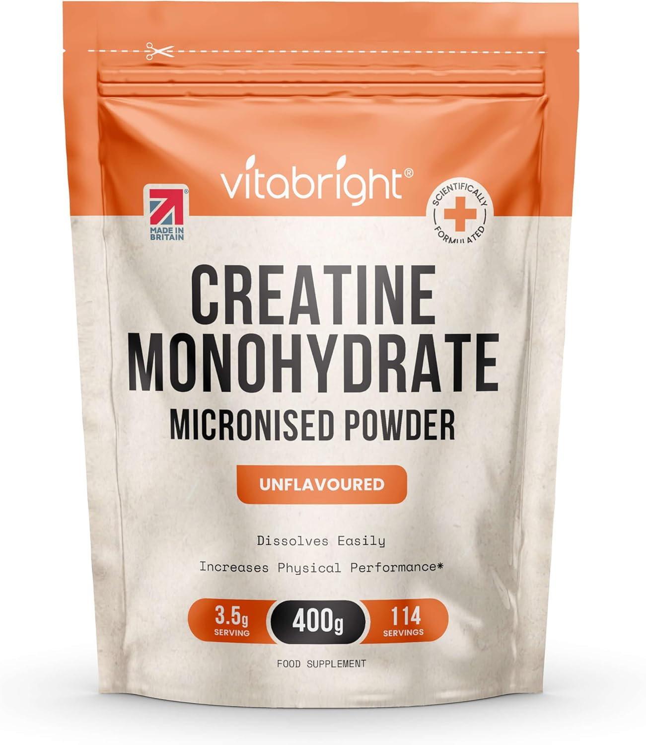 Creatine Monohydrate Powder Micronised | 400g Pouch | 114 Servings | 200 Mesh Ea