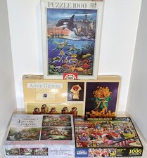 Miscellaneous Lot Of Jigsaw Puzzles 100-1000 Pieces Lot Of 4 Boxes/8 Puzzles