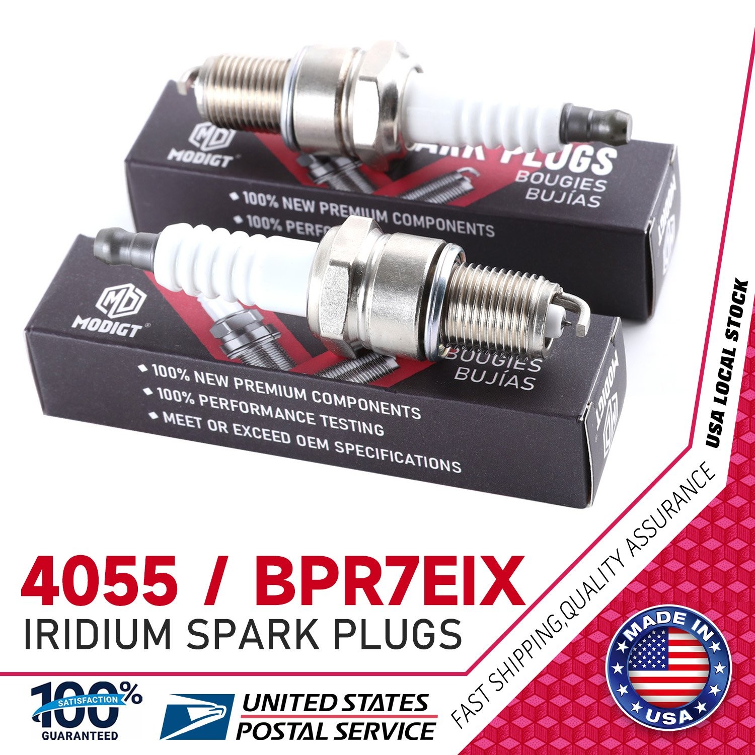 Set of 2 For NGK 4055 BPR7EIX Iridium Spark Plugs for Lotus Lotus Mitsubishi