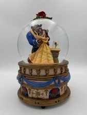 NO BOX Vintage Disney Store Large Beauty & The Beast Snow Globe Music Box