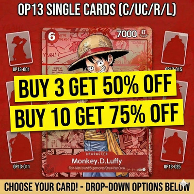 ONE PIECE - OP13 CARRYING ON HIS WILL - C / UC / R / L SINGLE CARDS ENG - NEW
