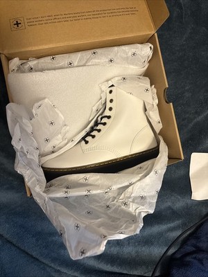 Women's size 10 '' Doc Martens''.  Brand new white Dr. AirWair Martens. ''Zavala''