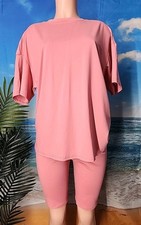 Simplee Women's 2 Piece Summer Set Tank Top  Shorts Pink Color Size Medium