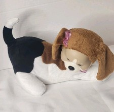 Puppy Surprise Stuffed Animal Plush Dog Medium Brown White Black Pink Bow