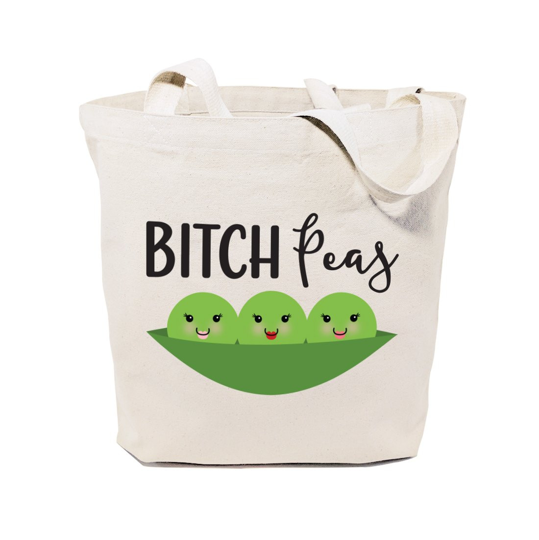 The Cotton & Canvas Co Bitch Peas Reusable Grocery Tote for Farmers Market Shopping  