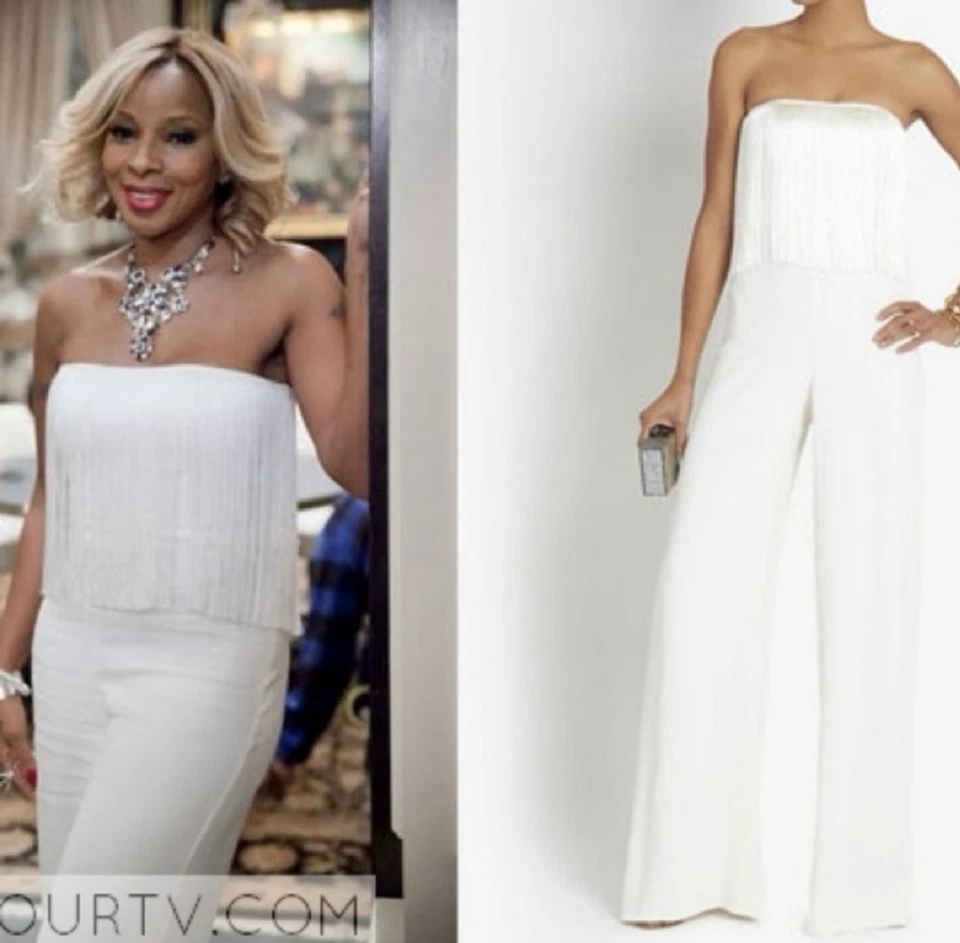 Nuevo con etiquetas Mono Alexis Crema Pierna Ancha Flecos Sin Tirantes Talla Grande Foto 4 de 4