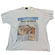 VTG Chicago Bulls T-Shirt 1993 NBA Three-Mendous White Best Men's Fits Like XL