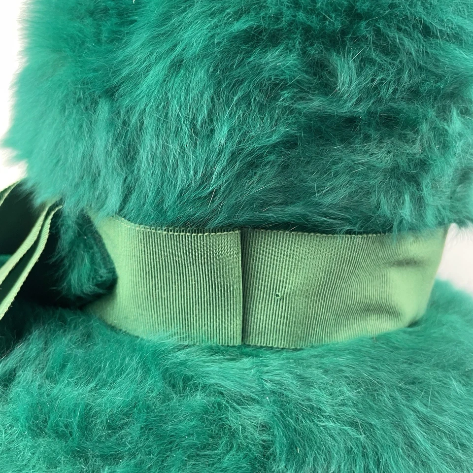 VTG 50s 60s Angora RABBIT FUR LADIES HAT Green TOSCANO ITALY Town & Country EUC - Image 4 of 4