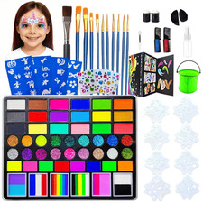 Face Painting Kit for Kids, 50 Colors Water Activated Face Paint Kit, Non-Toxic
