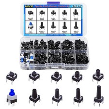 EGSCST 228PCS 10 Values 6x6mm 7x7mm Tactile Push Button Switch Assortment Ki...