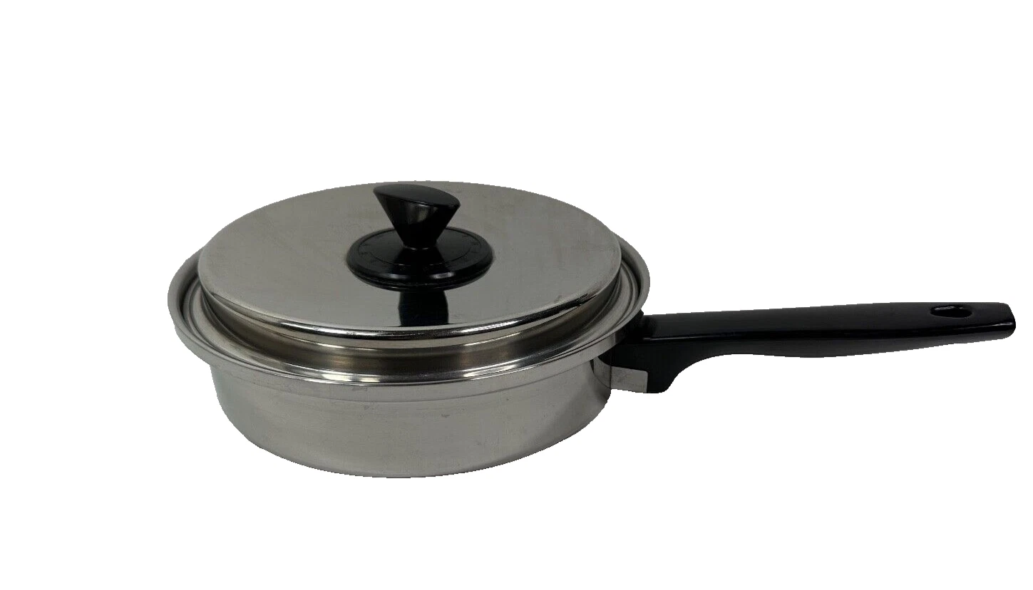 Prudential Ware 18-8 Tri-Clad Stainless Steel 8" Pan Skillet W/ Lid Vintage USA