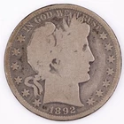 1892 Barber Half Dollar 934,000 were Minted 50c Silver