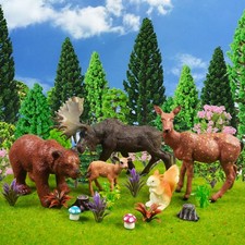 40 PCS Woodland Animals Figures Model Trees, 5 Pcs Animal Toy Figurines and 3...